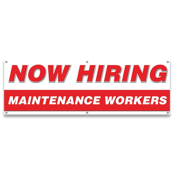 Now Hiring Maintenance Workers Banner Apply Inside Accepting Application Single Sided